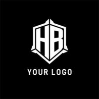 hb logo iniziale con scudo forma design stile vettore