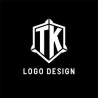 tk logo iniziale con scudo forma design stile vettore
