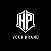 hp logo iniziale con scudo forma design stile vettore