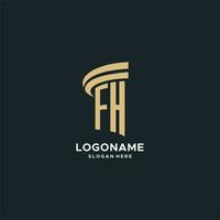 fh monogramma con pilastro icona disegno, lusso e moderno legale logo design idee vettore