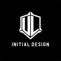 ul logo iniziale con scudo forma design stile vettore