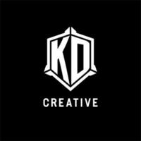 kd logo iniziale con scudo forma design stile vettore