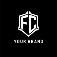 fc logo iniziale con scudo forma design stile vettore