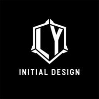 LY logo iniziale con scudo forma design stile vettore