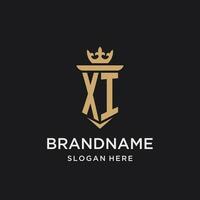 xi monogramma con medievale stile, lusso e elegante iniziale logo design vettore