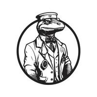 lucertola medico, Vintage ▾ logo linea arte concetto nero e bianca colore, mano disegnato illustrazione vettore