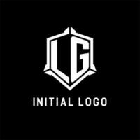 lg logo iniziale con scudo forma design stile vettore