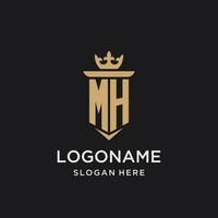 mh monogramma con medievale stile, lusso e elegante iniziale logo design vettore