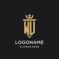 wu monogramma con medievale stile, lusso e elegante iniziale logo design vettore