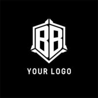 bb logo iniziale con scudo forma design stile vettore