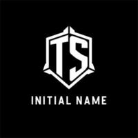 ts logo iniziale con scudo forma design stile vettore