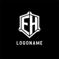 eh logo iniziale con scudo forma design stile vettore