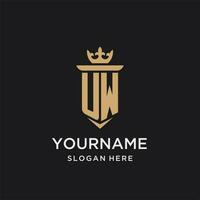 uw monogramma con medievale stile, lusso e elegante iniziale logo design vettore