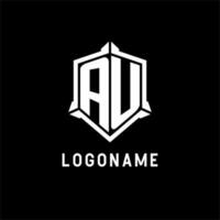 au logo iniziale con scudo forma design stile vettore