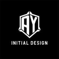 Ay logo iniziale con scudo forma design stile vettore