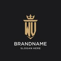 wv monogramma con medievale stile, lusso e elegante iniziale logo design vettore