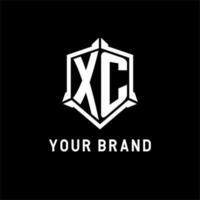xc logo iniziale con scudo forma design stile vettore