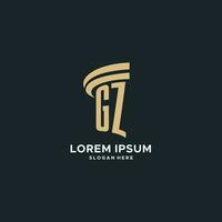 gz monogramma con pilastro icona disegno, lusso e moderno legale logo design idee vettore