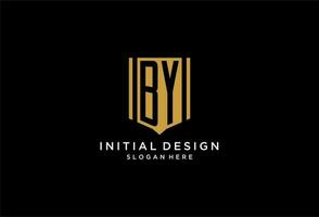 di monogramma logo con geometrico scudo icona design vettore