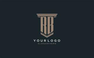 rb iniziale logo con pilastro stile, lusso legge azienda logo design idee vettore