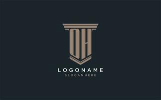 Oh iniziale logo con pilastro stile, lusso legge azienda logo design idee vettore