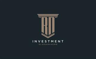 rn iniziale logo con pilastro stile, lusso legge azienda logo design idee vettore