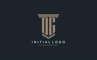 dg iniziale logo con pilastro stile, lusso legge azienda logo design idee vettore