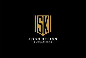 sk monogramma logo con geometrico scudo icona design vettore