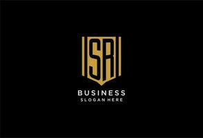 sr monogramma logo con geometrico scudo icona design vettore