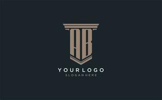 ab iniziale logo con pilastro stile, lusso legge azienda logo design idee vettore