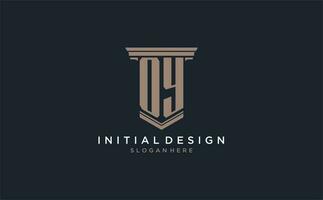 oy iniziale logo con pilastro stile, lusso legge azienda logo design idee vettore