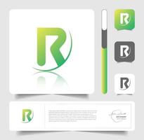 design del logo verde lettera r per marchio vettore