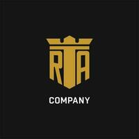 RA iniziale logo con scudo e corona stile vettore