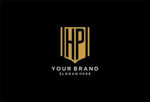 hp monogramma logo con geometrico scudo icona design vettore