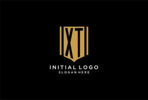 xt monogramma logo con geometrico scudo icona design vettore