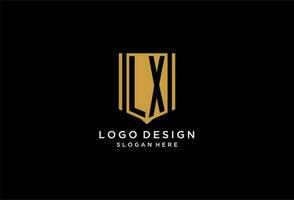 lx monogramma logo con geometrico scudo icona design vettore