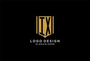 ix monogramma logo con geometrico scudo icona design vettore