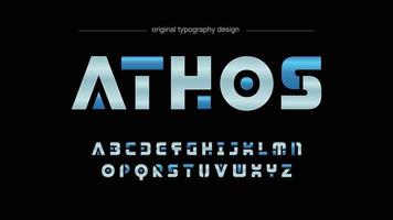 tipografia futuristica cromata blu vettore
