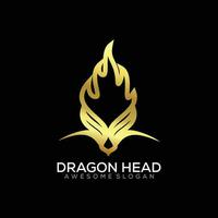 Drago testa logo design linea arte lusso colore vettore
