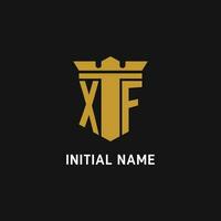 xf iniziale logo con scudo e corona stile vettore