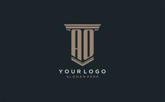 ao iniziale logo con pilastro stile, lusso legge azienda logo design idee vettore