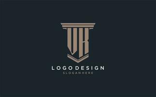 vk iniziale logo con pilastro stile, lusso legge azienda logo design idee vettore