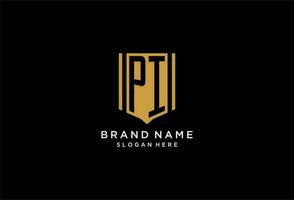 pi monogramma logo con geometrico scudo icona design vettore