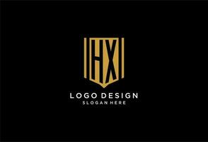 hx monogramma logo con geometrico scudo icona design vettore