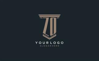 zo iniziale logo con pilastro stile, lusso legge azienda logo design idee vettore