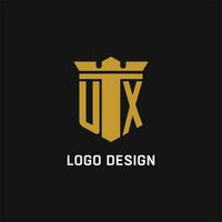 UX iniziale logo con scudo e corona stile vettore