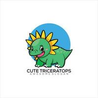 carino triceratopo logo design portafortuna vettore