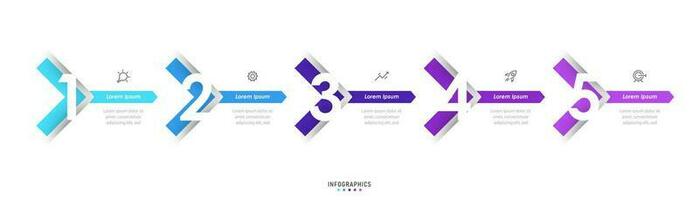 modello di progettazione di etichetta infografica vettoriale con icone e 5 opzioni o passaggi. può essere utilizzato per diagramma di processo, presentazioni, layout del flusso di lavoro, banner, diagramma di flusso, grafico informativo.