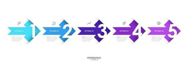 modello di progettazione di etichetta infografica vettoriale con icone e 5 opzioni o passaggi. può essere utilizzato per diagramma di processo, presentazioni, layout del flusso di lavoro, banner, diagramma di flusso, grafico informativo.