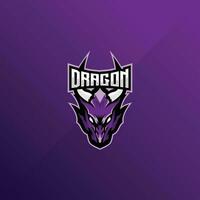 Drago testa logo gioco esport design vettore